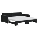 Sofa rozsuwana z materacami, czarna, 100x200 cm, aksamit  Lumarko!