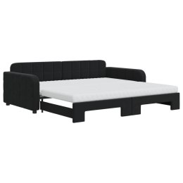 Sofa rozsuwana z materacami, czarna, 100x200 cm, aksamit  Lumarko!