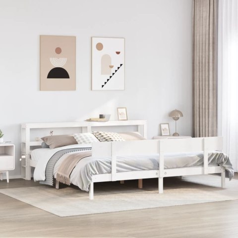 Łóżko bez materaca, białe, 200x200 cm, lite drewno sosnowe  Lumarko!