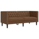 Sofa Chesterfield, 2-os., brązowa, sztuczna skóra zamszowa  Lumarko!