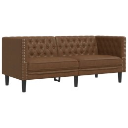 Sofa Chesterfield, 2-os., brązowa, sztuczna skóra zamszowa  Lumarko!