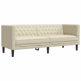 Sofa Chesterfield, trzyosobowa, kremowa, sztuczna skóra  Lumarko!