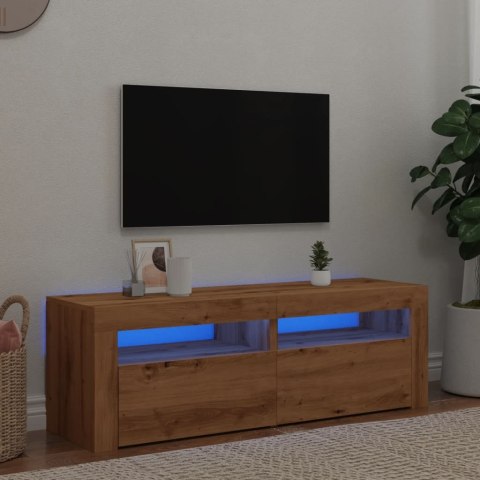 Szafka pod TV z oświetleniem LED, dąb artisan, 120x35x40 cm  Lumarko!