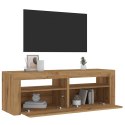 Szafka pod TV z oświetleniem LED, dąb artisan, 120x35x40 cm  Lumarko!