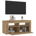 Szafka pod TV z oświetleniem LED, dąb artisan, 90x35x40 cm  Lumarko!