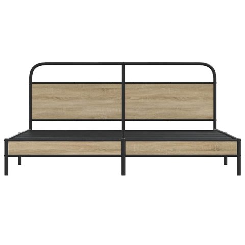 Metalowa rama łóżka, bez materaca, przydymiony dąb, 183x213 cm  Lumarko!