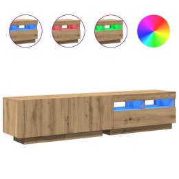 Szafka pod TV z oświetleniem LED, dąb artisan, 180x35x40 cm  Lumarko!