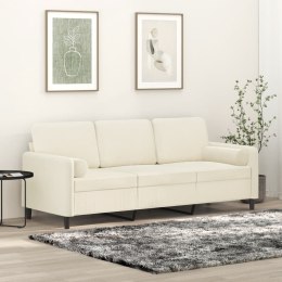 3-osobowa sofa z poduszkami, kremowa, 180 cm, aksamit  Lumarko!