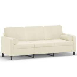 3-osobowa sofa z poduszkami, kremowa, 180 cm, aksamit  Lumarko!