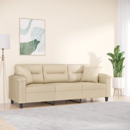 3-osobowa sofa z poduszkami, kremowa, 180 cm, mikrofibra  Lumarko!