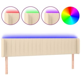 Zagłówek do łóżka z LED, kremowy, 203x16x78/88 cm, tkanina  Lumarko!