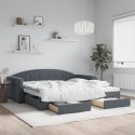 Sofa rozsuwana z szufladami, ciemnoszara, 100x200 cm, aksamit  Lumarko!