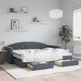 Sofa rozsuwana z szufladami, ciemnoszara, 80x200 cm, aksamit  Lumarko!