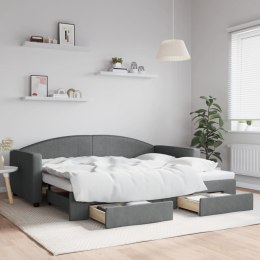 Sofa rozsuwana z szufladami, ciemnoszara, 90x200 cm, tkanina  Lumarko!