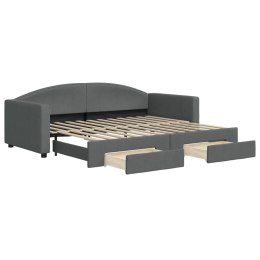 Sofa rozsuwana z szufladami, ciemnoszara, 90x200 cm, tkanina  Lumarko!