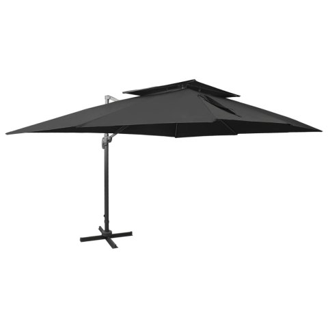 Parasol wiszący z podwójną czaszą, 400x300 cm, czarny  Lumarko!