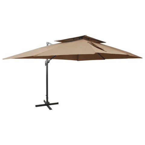 Parasol wiszący z podwójną czaszą, 400x300 cm, taupe  Lumarko!