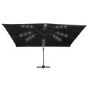 Parasol z LED i aluminiowym słupkiem, 400x300 cm, czarny  Lumarko!