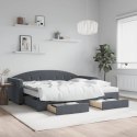 Sofa rozsuwana z szufladami, ciemnoszara, 90x200 cm, aksamit  Lumarko!