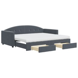 Sofa rozsuwana z szufladami, ciemnoszara, 90x200 cm, aksamit  Lumarko!