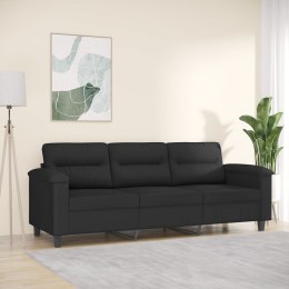 VidaXL 3-osobowa sofa, czarny, 180 cm, tapicerowana mikrofibrą