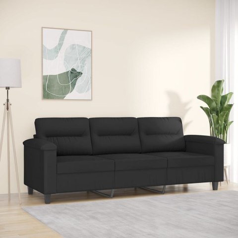 3-osobowa sofa, czarny, 180 cm, tapicerowana mikrofibrą  Lumarko!