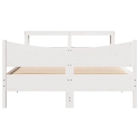 Rama łóżka z wezgłowiem, biała, 140x200 cm, lite drewno sosnowe  Lumarko!