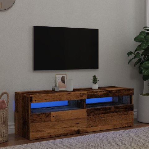 Szafka pod TV z oświetleniem LED, stare drewno, 120x35x40 cm  Lumarko!