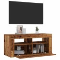 Szafka pod TV z oświetleniem LED, stare drewno, 90x35x40 cm  Lumarko!