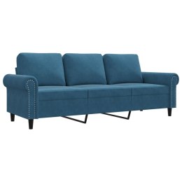 Sofa 3-osobowa, niebieski, 180 cm, tapicerowana aksamitem  Lumarko!