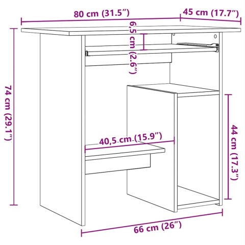  Biurko, szary dąb sonoma, 80x45x74 cm, materiał drewnopochodny Lumarko!