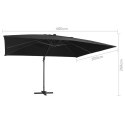 Parasol z LED i aluminiowym słupkiem, 400x300 cm, czarny  Lumarko!