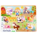 TOOKY TOY Drewniane Puzzle Montessori Farma z Pinezkami Do Dopasowania  Lumarko!