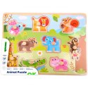 TOOKY TOY Drewniane Puzzle Montessori Zwierzęta z Pinezkami Do Dopasowania Lumarko!