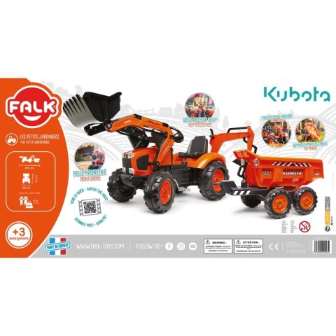 FALK Traktor z Przyczepą Maxi i Łyżką KUBOTA Lumarko!
