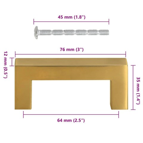 Uchwyty do szafek, 10 szt., złote, 64 mm, stal nierdzewna Lumarko! 
