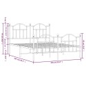 Metalowa rama łóżka z wezgłowiem i zanóżkiem, biała, 150x200 cm Lumarko!