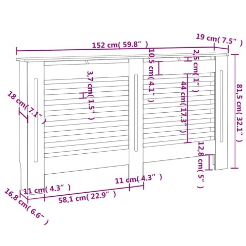  Osłona na kaloryfer, czarna, 152x19x81 cm, MDF Lumarko!