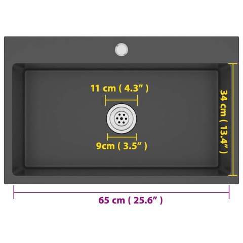 Ręcznie robiony zlew kuchenny, czarny, stal nierdzewna Lumarko!