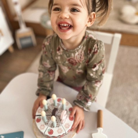 TOOKY TOY Drewniany Tort Urodzinowy ze Świeczkami Rzepy Lumarko!
