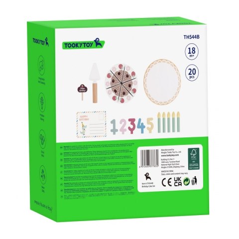 TOOKY TOY Drewniany Tort Urodzinowy ze Świeczkami Rzepy Lumarko!