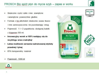 Frosch Płyn Do Mycia Szyb Bio Spirit 1000ml Zapas w Worku