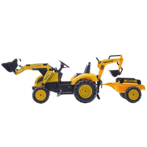 FALK Traktor na Pedały Koparka KOMATSU Łyżka + Przyczepa od 2 lat Lumarko!