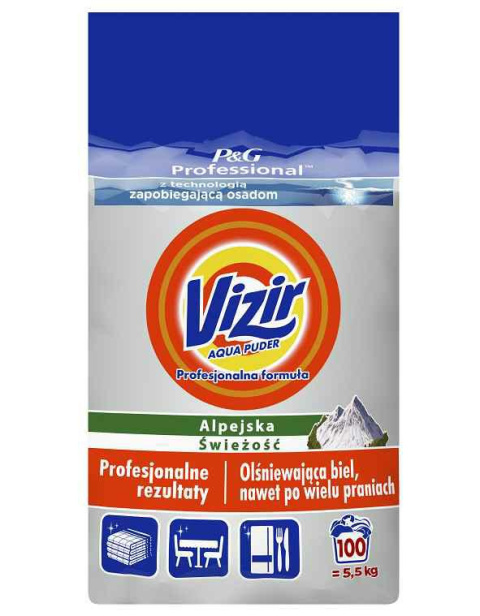 Vizir Aqua Puder 5,5kg Proszek Do Prania Białego Alpejska Świeżość..