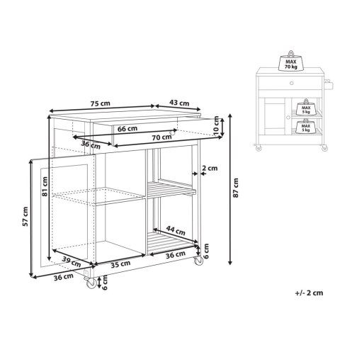 Wózek kuchenny z szufladą szary TRAPANI
