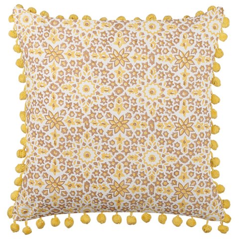 Poduszka dekoracyjna LYCROIS Bawełna 45 x 45 cm Żółty Wzór kwiatowy Lumarko!