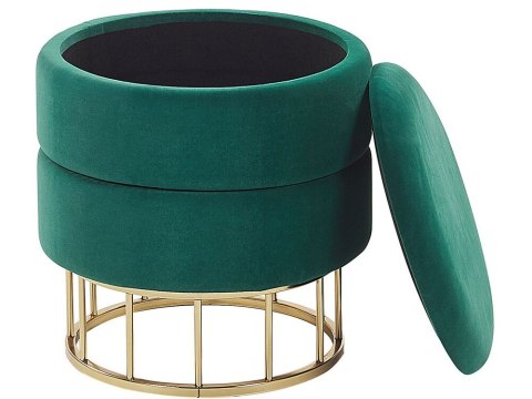 Puf ze schowkiem ⌀ 37 cm ciemnozielony ELGIN