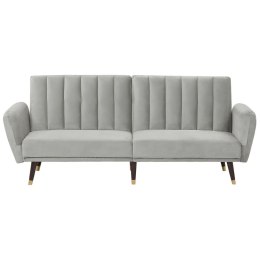 Sofa rozkładana welurowa jasnoszara VIMMERBY Lumarko!