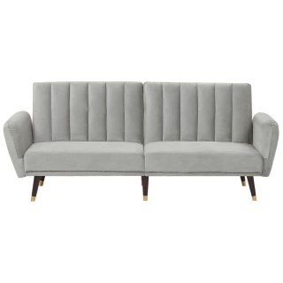 Sofa rozkładana welurowa jasnoszara VIMMERBY