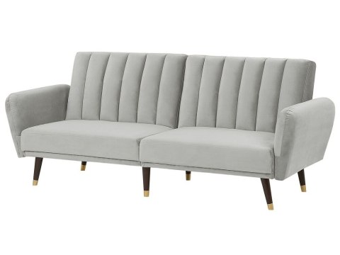 Sofa rozkładana welurowa jasnoszara VIMMERBY
